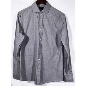 Tommy Hilfiger Slim Fit Gray Patterned Button Up Dress Shirt Men's Medium